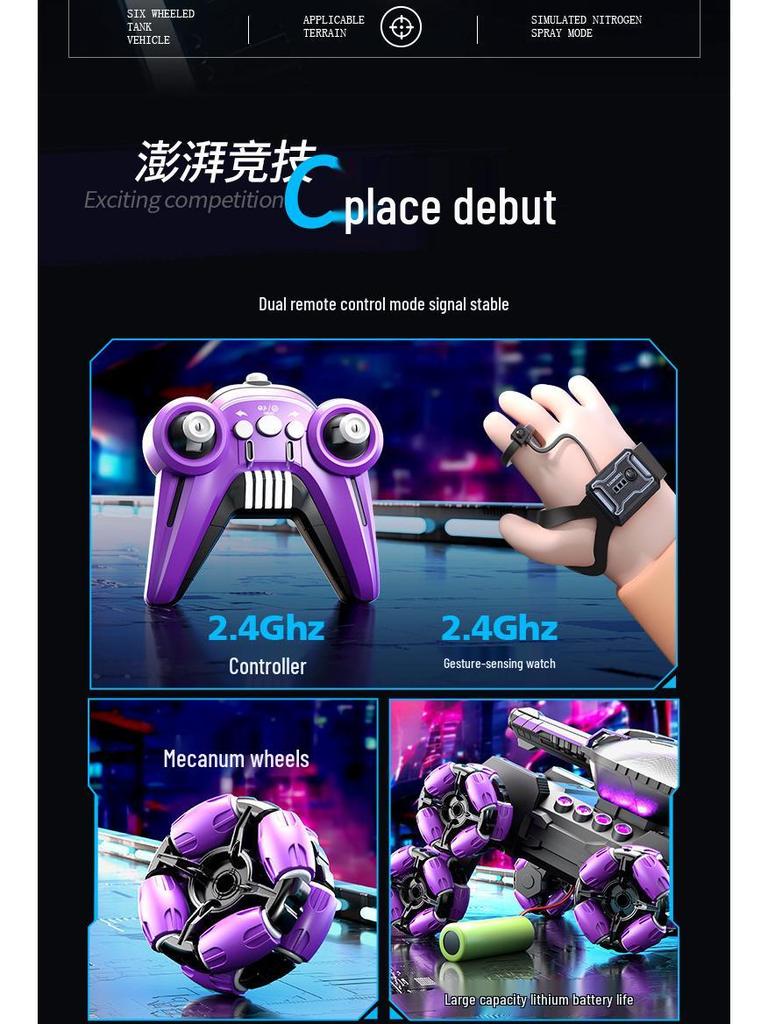 Remote Control Off-Road Stunt Tank with Gesture Sensing & Six-Wheel Climbing