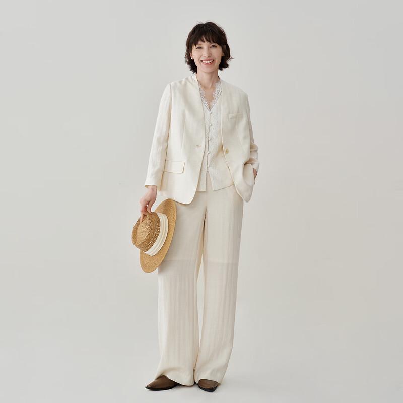 Feinikesi Relaxed Collarless Commuter Blazer XL