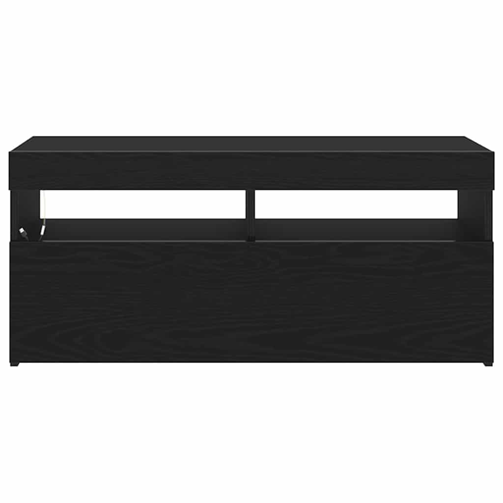 TV Cabinet Black Oak Effect 90 x 35 x 40 cm Engineered Wood