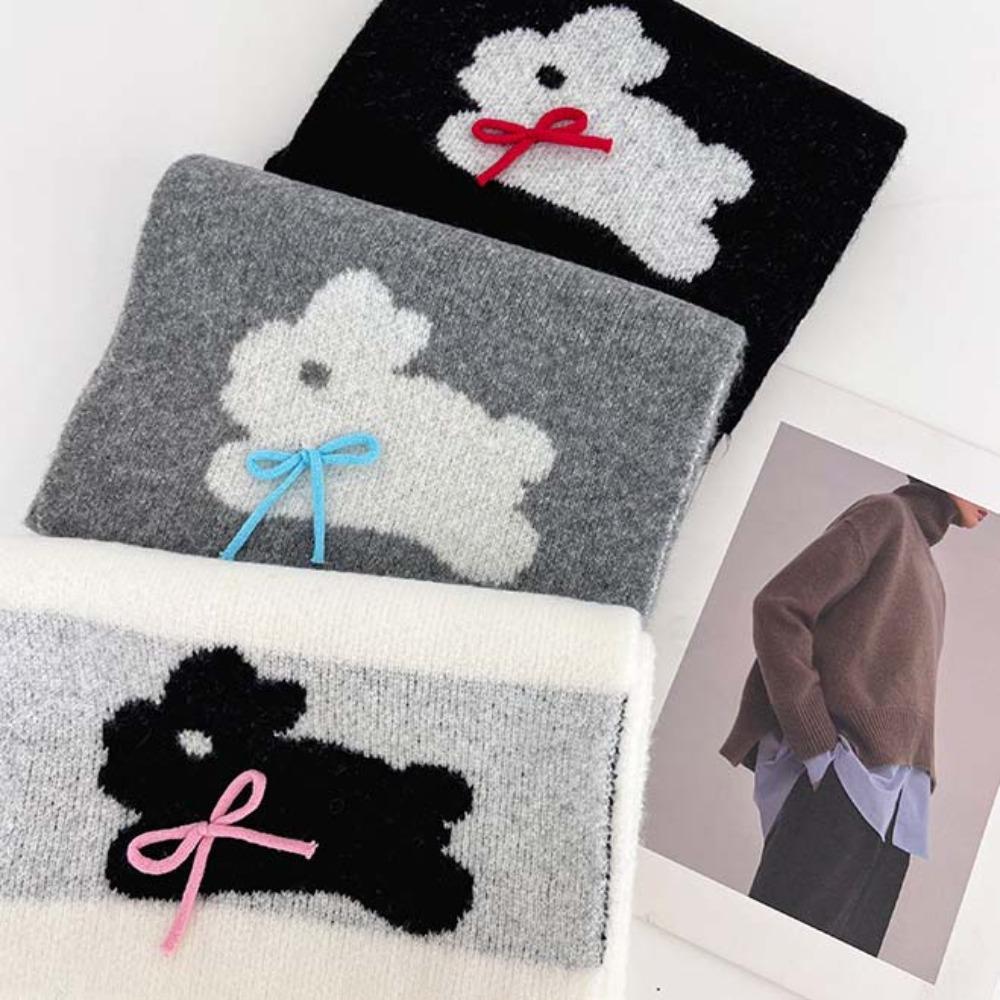 Warmer Cartoon Thick Shawl Soft Long Scarf Large Rabbit Knitted Scarf  Winter