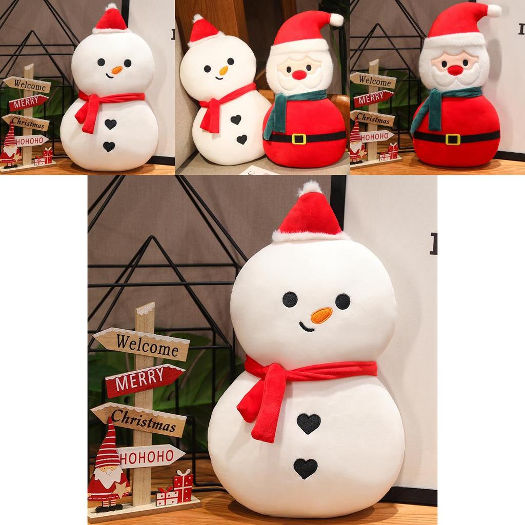Adorable Plush Santa Claus And Snowman Dolls Soft Stuffed Toys For Kids Christmas Gift