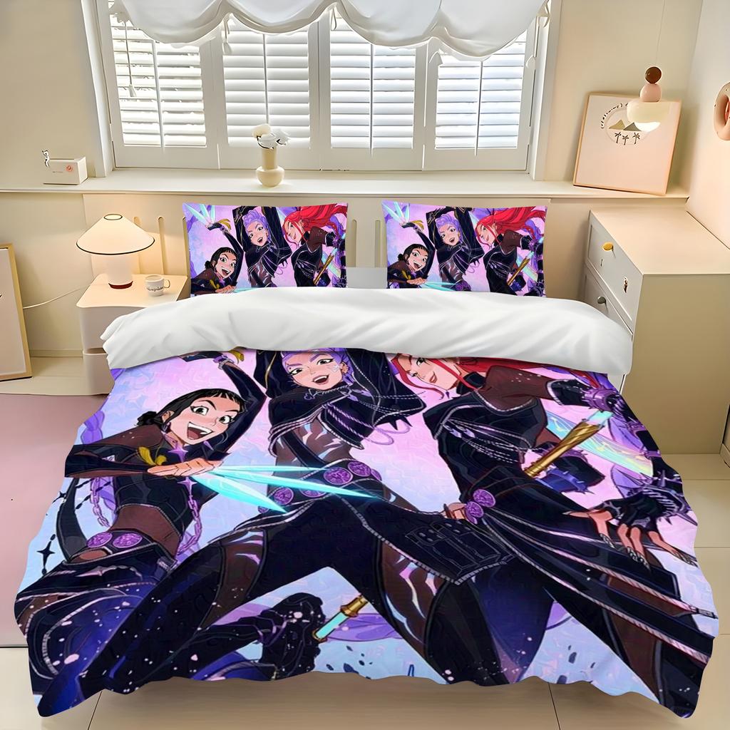 K-Pop: Juego de Funda Nórdica Demon Hunters Ropa de Cama Linda con Fundas de Almohada Gran Regalo Decoración de Habitación Infantil Perfecto para Habitación de Invitados Hogar