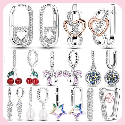 Original 925 Silver Hoop Earring Zirconia Irregularity Stud Earring For Women Engagement Birthday Jewelry Gift