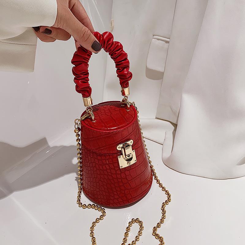 

Women s bag 2025 new crocodile pattern bucket bag fashion chain shoulder bag popular handbag красный