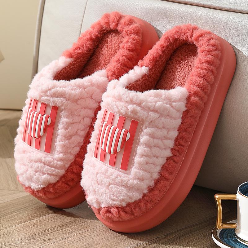 Cozy Winter Plush Cotton Slippers for Couples - Lightweight, Soft Sole Indoor Shoes