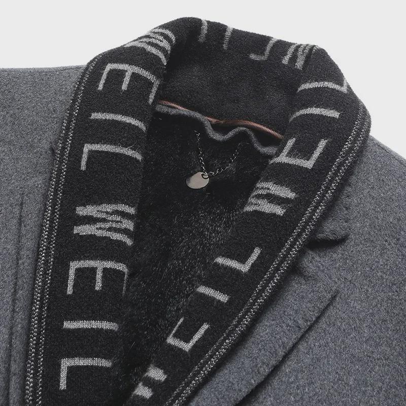 Men's Double-Sided Wool Coat with Rabbit Fur, Down Lining, for Autumn/Winter