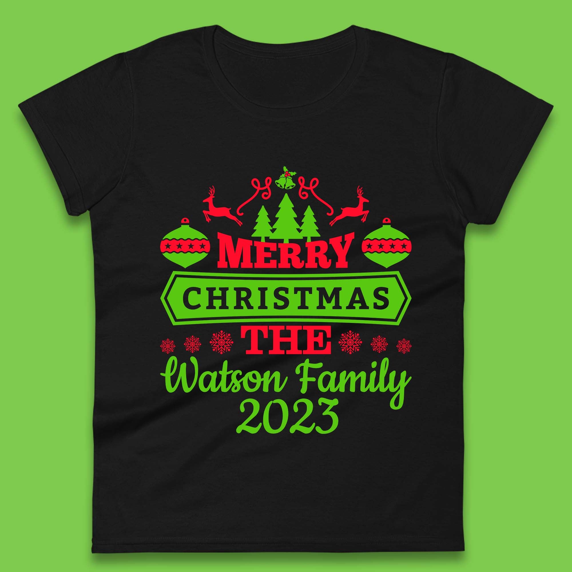 Personalised Family Christmas Womens T-Shirt Mens Tops Tees Unisex XL