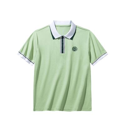 Comfortable Versatile Breathable Color Block Striped Short Sleeve Polo Shirt Women Tops Yuanli-Green 162438140-2