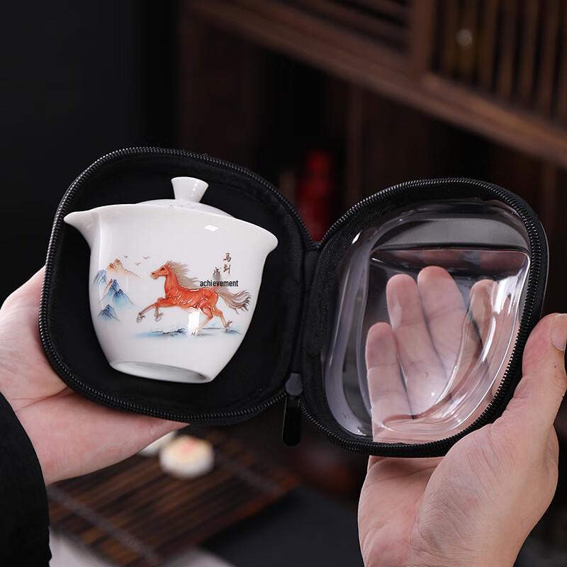 Shangqi Ceramic Travel Tea Set - 'Thousand Miles Landscape'