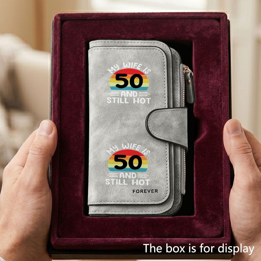 50-Year-old retro sunset men's large-capacity wallet with business card slot and cash pocket, suitable for formal occasions and office use, a gift