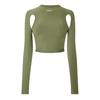 Off White Womens/Ladies Mock Neck Slim Cold Shoulder Crop Top