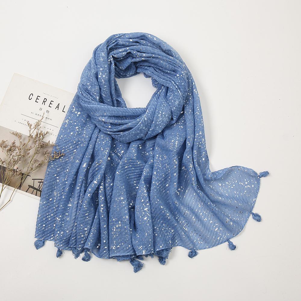 Shimmer Glitter Muslim Hijab Scarves Cotton Scarf For Women Big Size Long Shawls Stoles Wraps Islamic Turban Headscarf 190*85cm