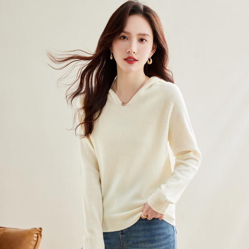 SNOWFLYING Women's Hooded 100% Wool Sweater