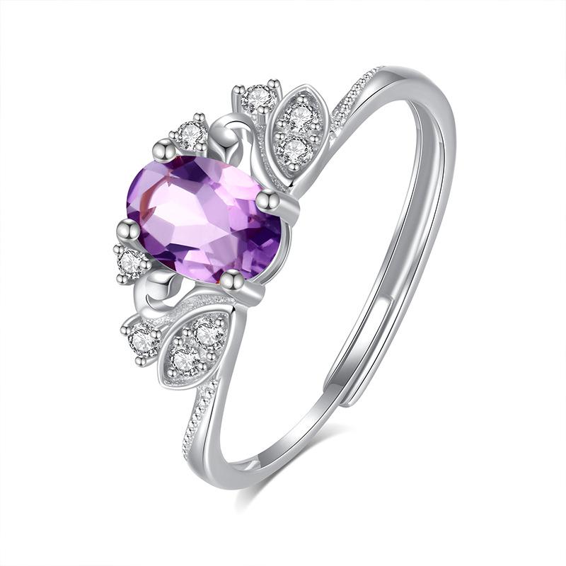 Natural spar s925 sterling silver ring women's non-fading ring flying together high-end accessories women's daily jewelry gifts