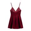 2024 Autumn/Winter European & American Velvet V-Neck Spaghetti Strap Dress for Women