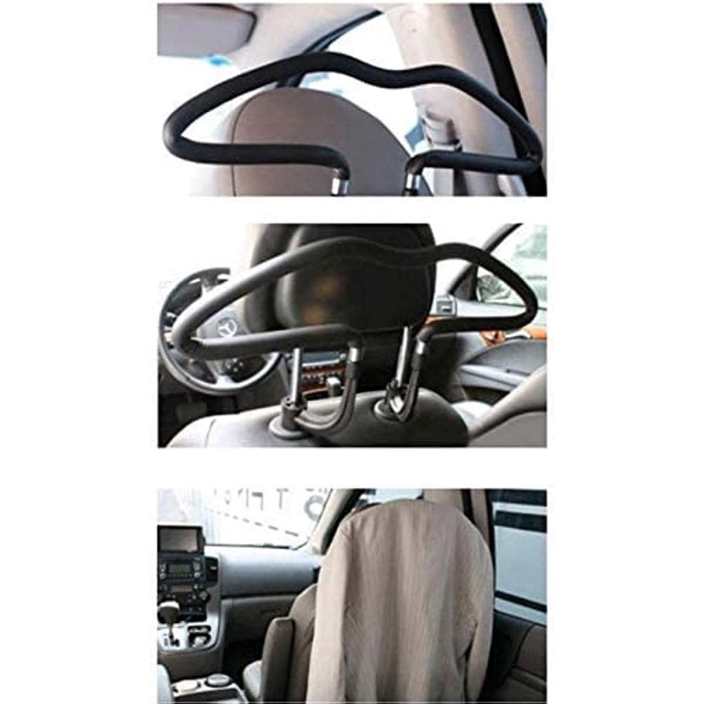 Car Seat Head Rest Hanger Holder Steel + Pu For Coat Suit Jacket Clothes Black