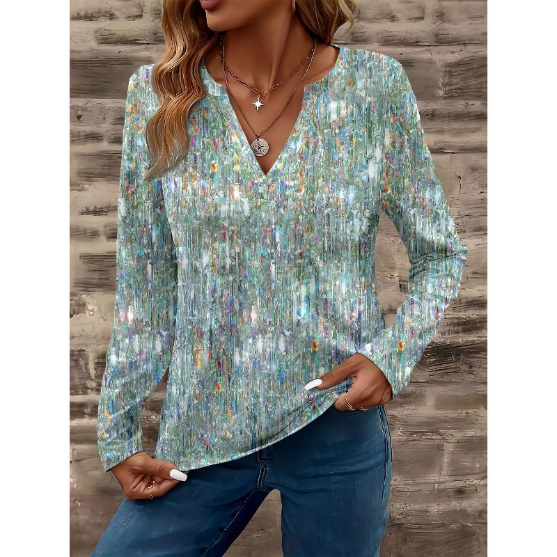 BITCED Women's Fashion Casual Long Sleeve V Neck Blouses & Shirts