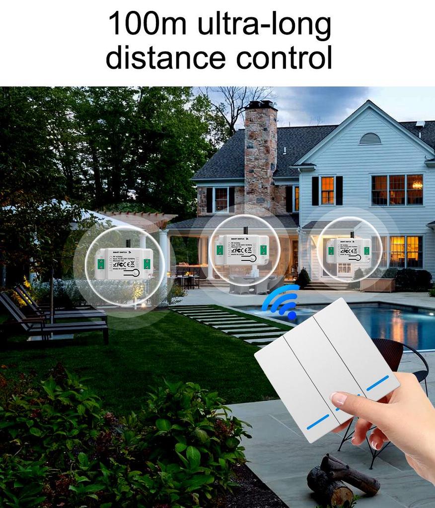 Graffiti Smart WiFi+RF433 Remote Control Switch, Alexa-Compatible On-Off Device.