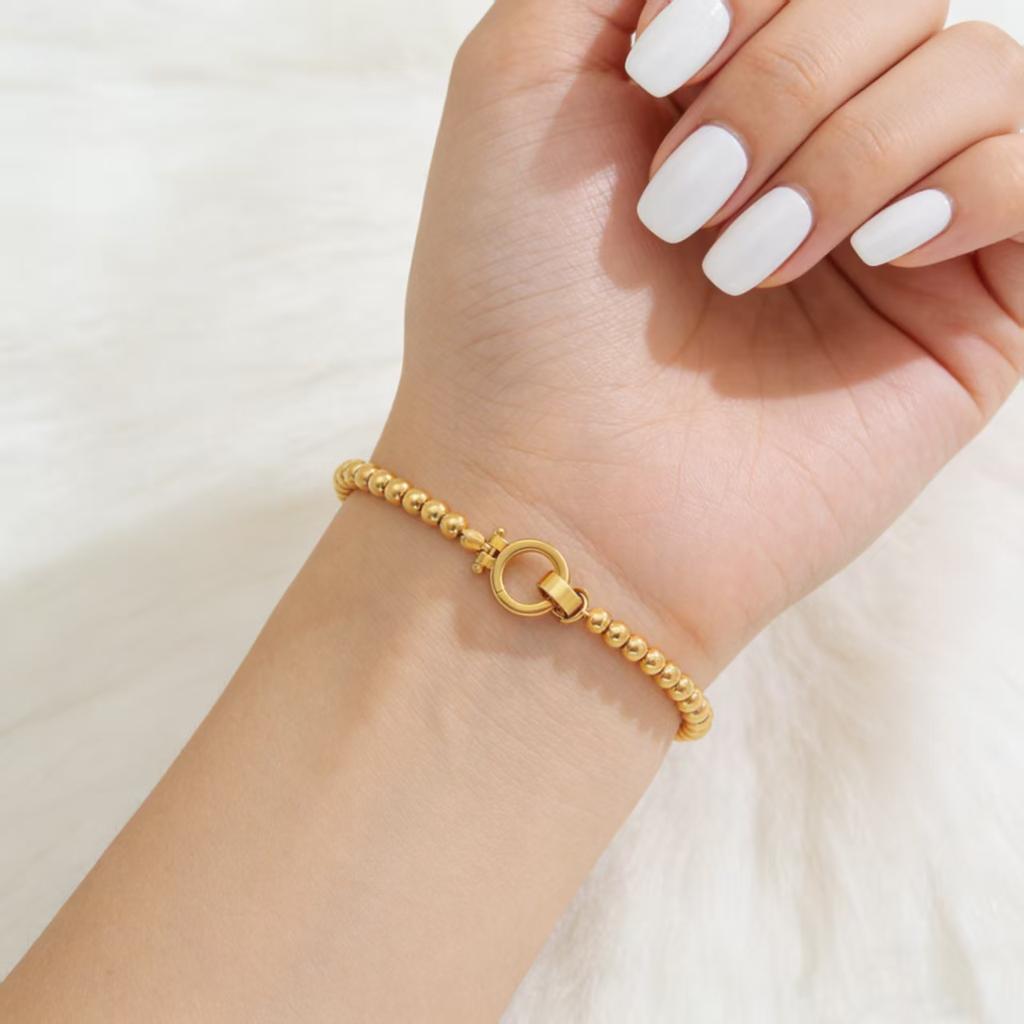 Beaded Bracelet Jewelry Fashionable Stainless Steel 18K Real Gold Plated with Niche High-end Feel Unisex