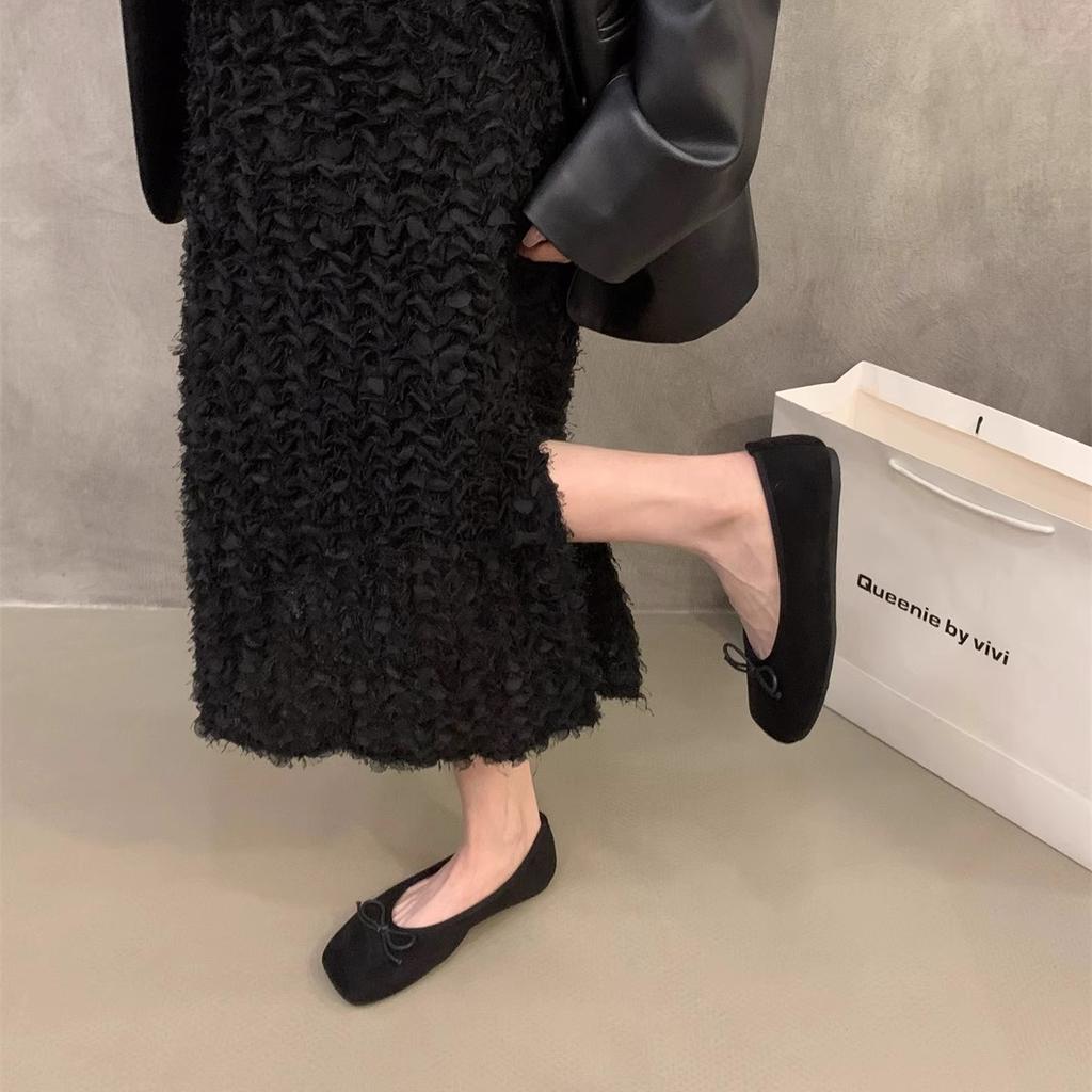 French flat-bottomed retro suede leopard print small single shoes women's shoes 2025 autumn and winter plush shoes Doudou shoes