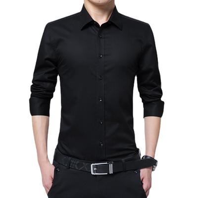 Herren Soziales Lässig Geschäftlich Weiß Schwarz Kleiderhemden Mode Baumwolle Langarmhemd Einfarbig Slim Fit Übergröße