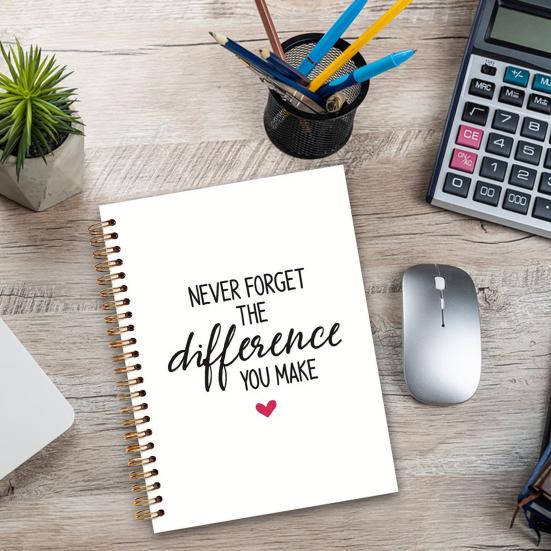 Motivational Spiral Notebook Never Forget The Difference You Make Inspirational Journal A5 Size 50 Sheets Reading Notebook for School Office