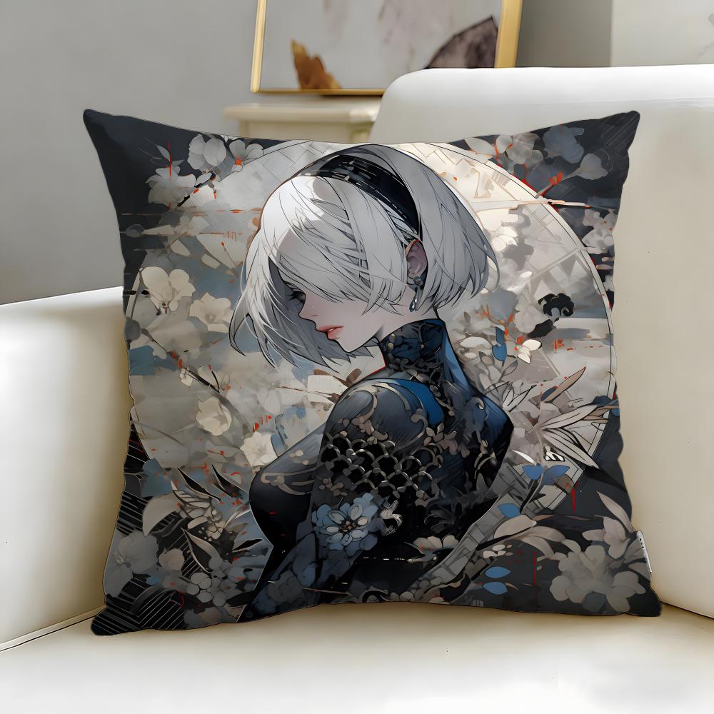 popular game Nier Automata Cushion Cover Soft & Easy-Wash Pillow Case – Versatile for Couch, Bed, Travel and Office