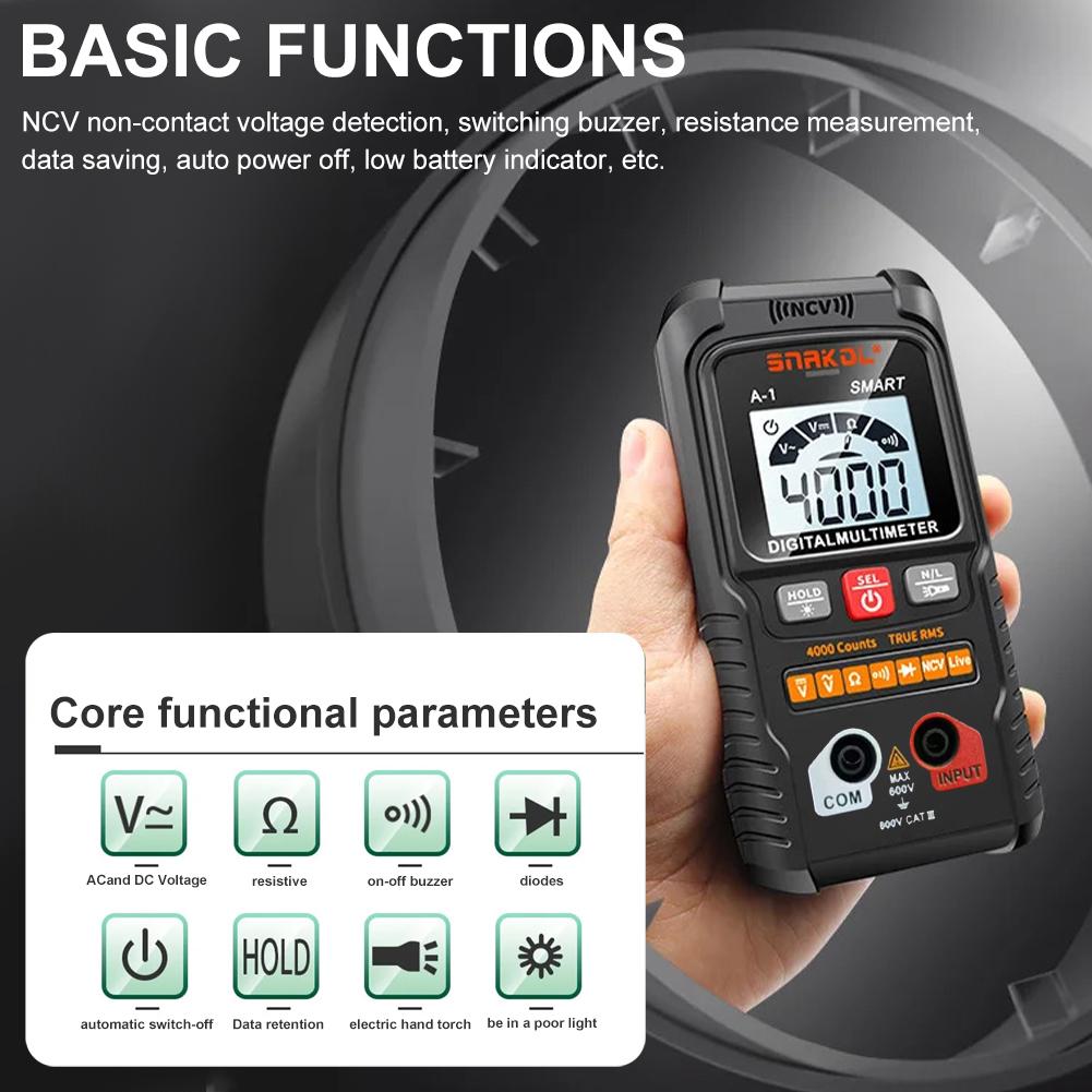 Automatic Digital Multimeter 4000 Counts AC/DC Voltmeter Multimeter Auto-Ranging Smart Digital Multimeter Digital Multi Meter