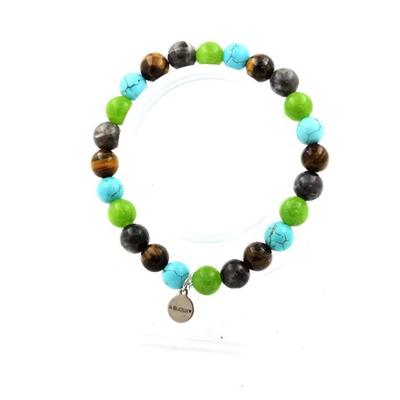 Stones and Minerals. Peridot + Labradorite + Tiger's Eye + Turquoise Pearl Bracelet 8 Made In France.