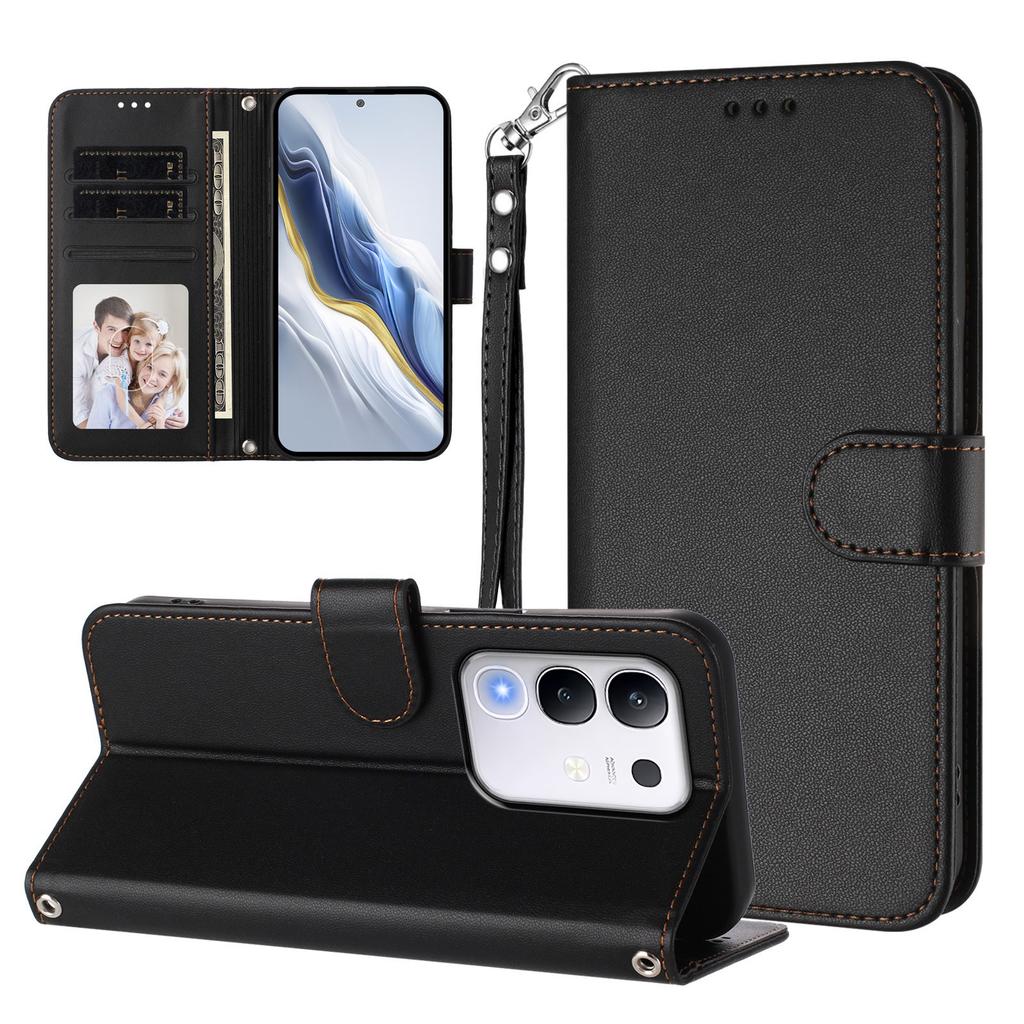 For vivo T4x 5G/vivo Y300t 5G/vivo iQOO Z10x 5G/vivo Y29 4G Leather Case Wallet Stand Phone Cover with Wrist Strap