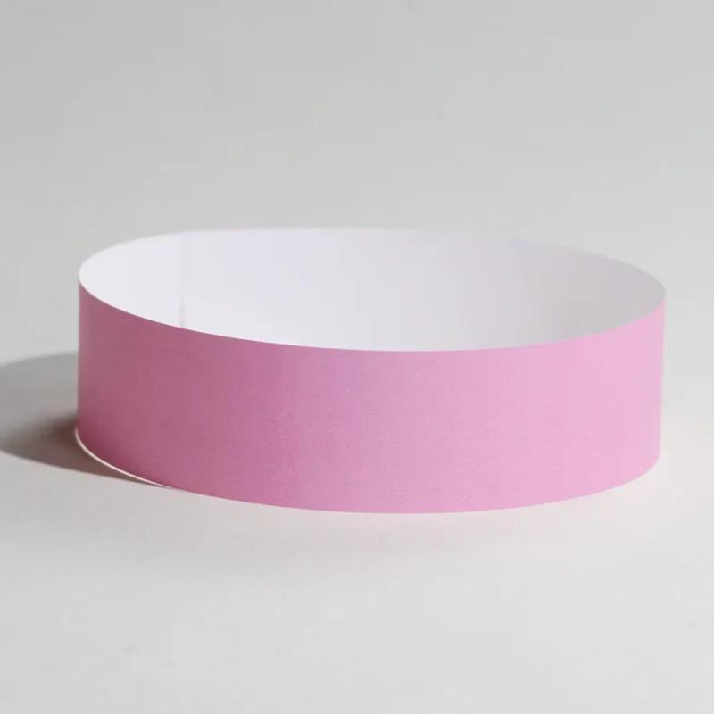 100pcs  Waterproof Paper Wristbands Bracelet Solid Color Disposable Count Identification Mark Tamper-Proof for Events Party