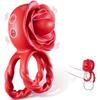 Adult Rose Toys Penis Ring with 10 Vibrating Tongue Patterns, Vibrating Penis Ring Penis Vibrator G Spot Stimulation, Adult Sex Toys