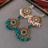 Vintage Bohemian Rhinestone & Faux Pearl Tassel Earrings