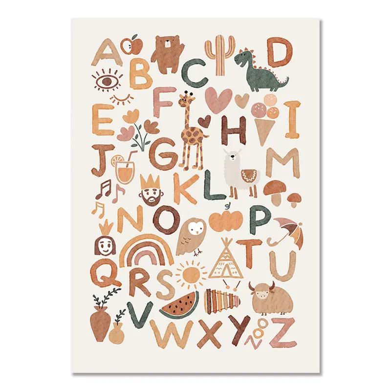 Nursery Wall Posters Sun Rainbow Canvas Painting Alphabet Print Number Poster Nordic Wall Art Pictures for Kids Room ati