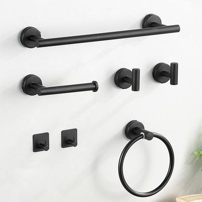 Edelstahl Badezimmer-Beschläge-Set Bademantelhaken Handtuchstange Stange Gestell Stange Regal Toilettenpapierhalter Zahnbürstenhalter Badezimmer