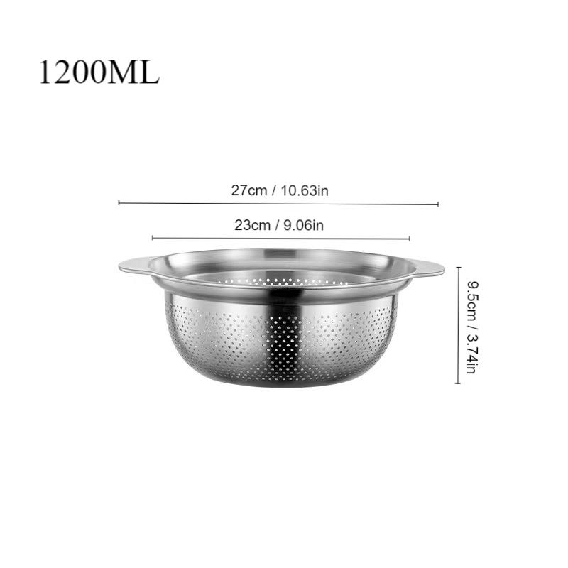 Stainless Steel Drain Basket Fruit Vegetable Washing Basin Rice Sieve Filter Kitchen Salad Egg Mixing Bowls Drainer Container