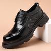 Top Layer Cowhide New Men's Formal Business Leather Shoes High-end Light Luxury Big Head Thick Soled Men's Shoes Trendy Lace Up Single Shoes