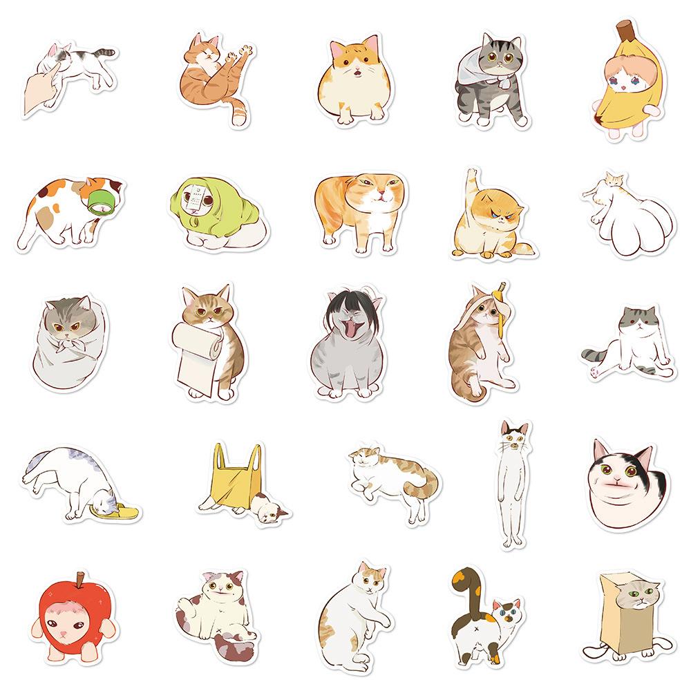 10/30/50pcs Abstract Cat MEME Cartoon Stickers Funny Graffiti Decals DIY Skateboard Luggage Helmet Notebook Cute Sticker Toys