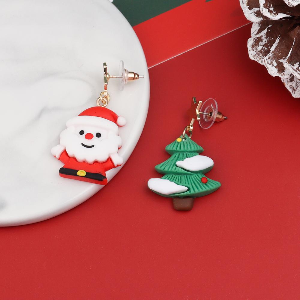 1 Pair/lot Christmas Resin Earrings Christmas Tree Santa Claus Snowman Snowflake Deer Bear Dangle Earrings For Girls Party Gifts