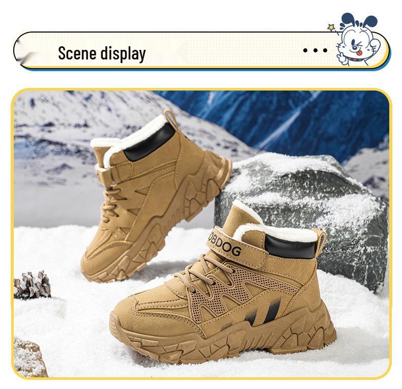 Bobodou Girls' High-Top Winter Snow Boots – Warm, Non-Slip Cotton Shoes for Kids