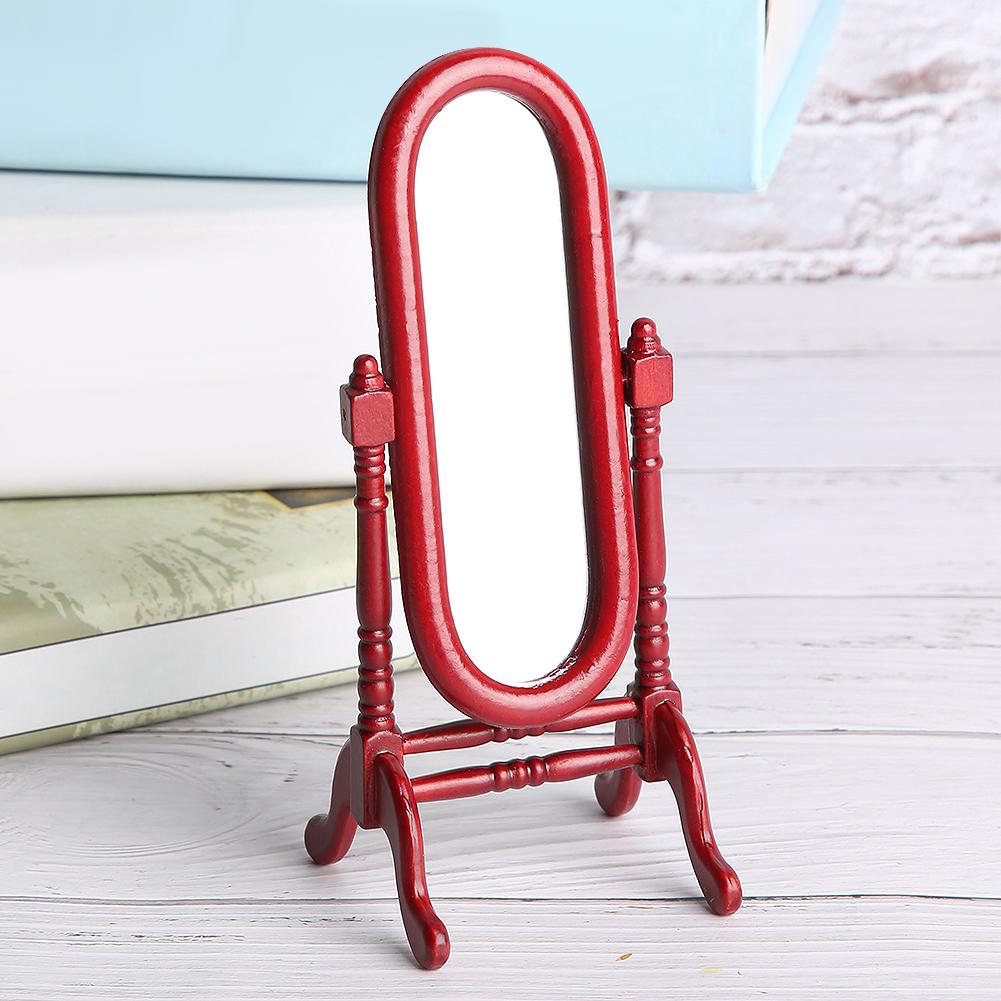 1:12 Doll House Full Length Dressing Mirror Model Accessory Room Furniture Toy(Brown )