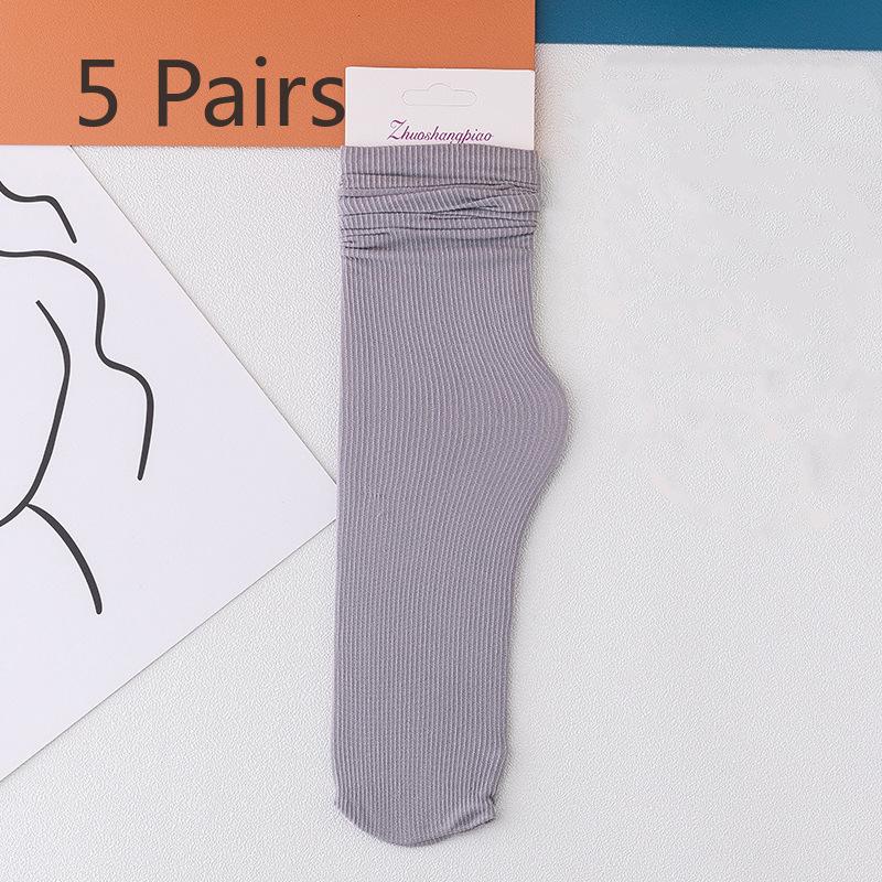 5 Pairs of Women's Summer Thin Breathable Academy Wind Tube Pile Socks