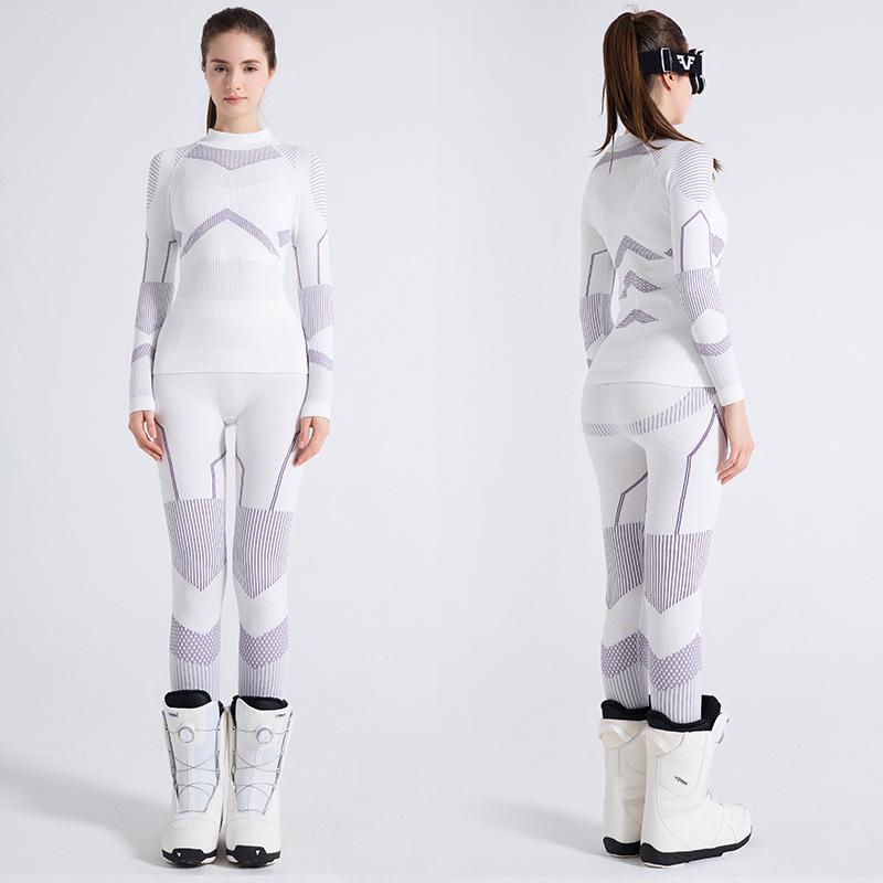 Conjunto de Ropa Interior Térmica de Compresión de Secado Rápido para Mujer para Esquí y Montañismo - Cálido, Absorbe el Sudor, Transpirable, Ajuste Ceñido