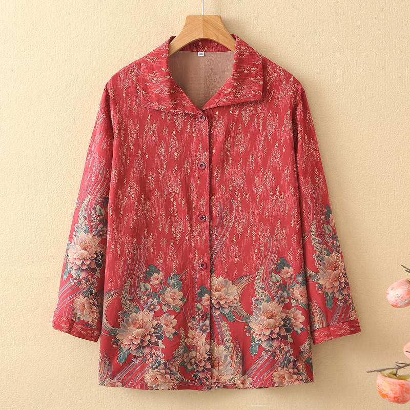 Duży Rozmiar 3XL-8XL Oversize Letnie Bluzki dla Kobiet Koszule Codzienne Luźny Vintage Top z Długim Rękawem Lato Odzież dla Kobiet w Średnim Wieku