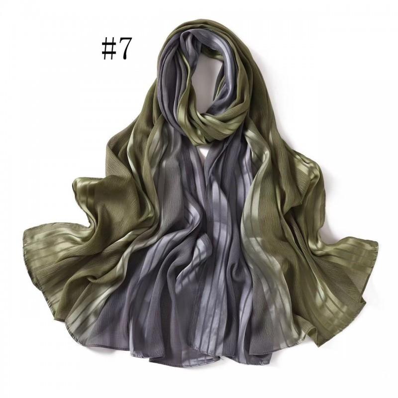 Gradient Striped Pleated Chiffon Scarf Wrap Lightweight Shawl Women Sun Protection Fashion Accessory