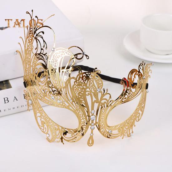 Masquerade Face Cushion Mardi Gras Masque Costume Metal Rhinestone Halloween Cosplay Eye Cushion for Carnival Stage Party Favors