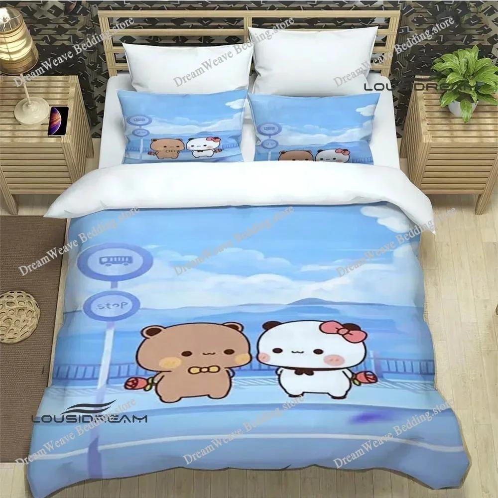 Cute Cartoon Bear Printed Bedding Sets Exquisite Bed Supplies Set Duvet Cover Bed Comforter Set Bedding Set Luxury Birthday Gift