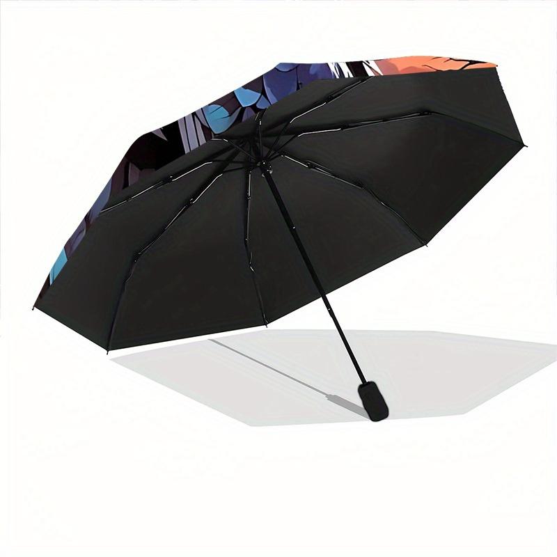 1pc Raven Sky Automatic Open/Close, Foldable Compact Umbrella with 8-Rib Shaft, Perfect Gift For Men And Women, Casual Style, Vibrant Motif,