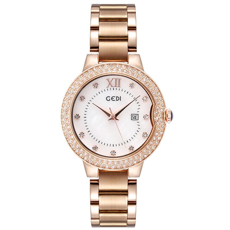 Large Dial Steel Strap Watch Women'S Fashion Diamond-Encrusted Waterproof Quartz Watch