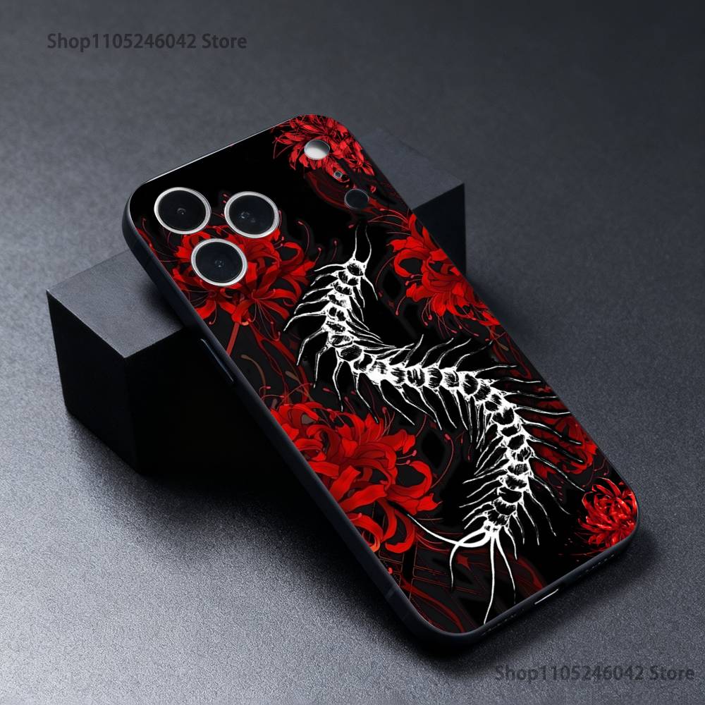 Ghoul Rote Spinnenlilie Tokio Verschleißfeste Handyhülle Für iPhone 17,16,15,14,13,12,11,Pro,XS,Max,XR,Plus,E,SE4 Schwarze Weiche Hülle
